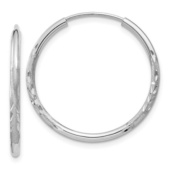 Kazi Luxury 14k White Gold 1.5mm Diamond-cut Endless Hoop Earrings